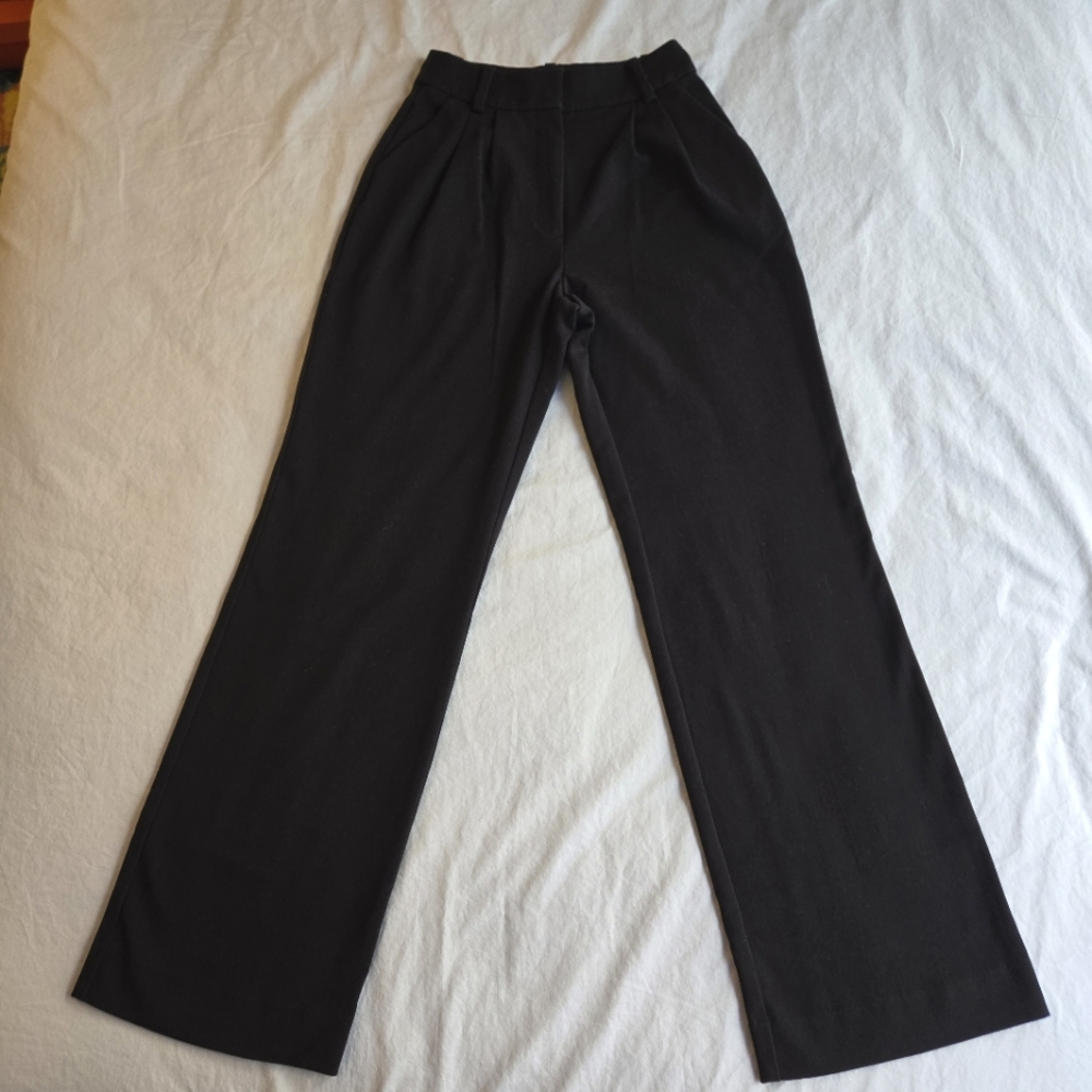 Favorite Daughter sz 2 The Favorite Pant Black High Waist Wide Leg Front Pleats